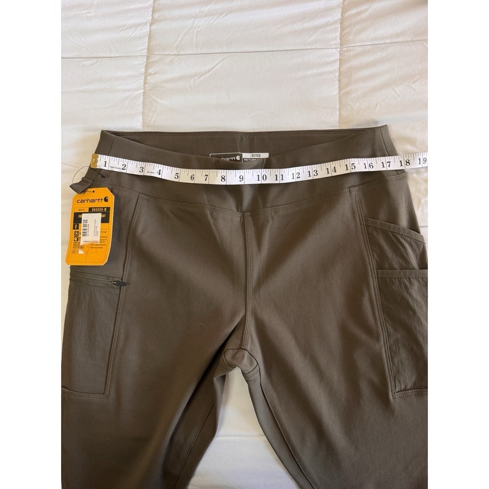 New Carhartt Womens Force Fitted Sz Large Regular Utility Leggings Olive Green - Picture 4 of 10